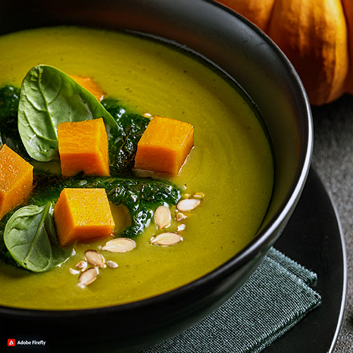 Crema de calabaza y espinacas en Mambo