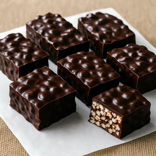 Barritas de arroz inflado con chocolate y crema de cacahuete
