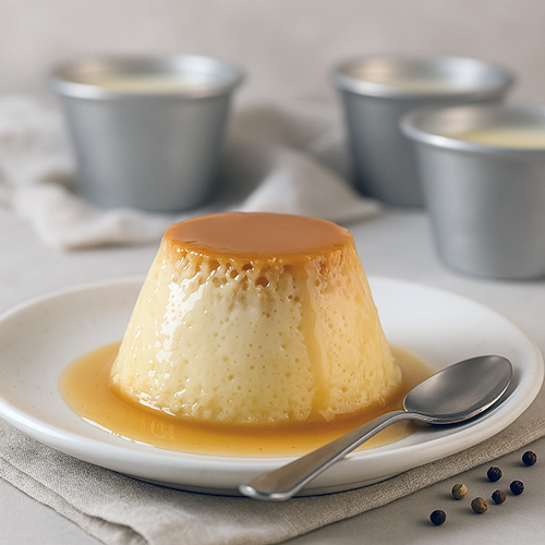 Flan de chocolate blanco en Mambo