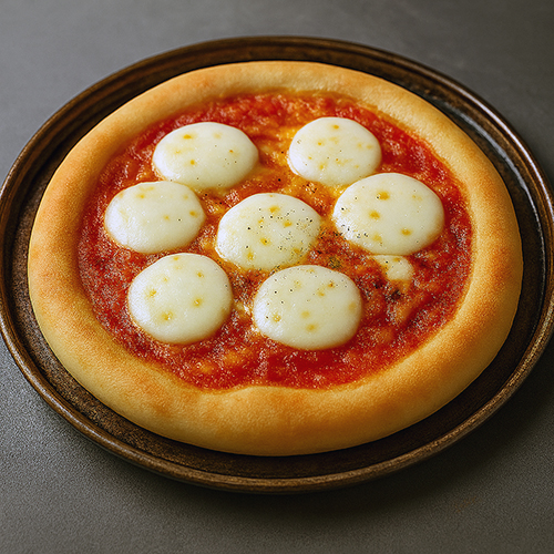 Pizza napolitana recién horneada con borde alto y burbujas