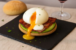 Huevos Benedictinos preparados con Mambo - presentación gourmet