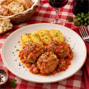 Alb&oacute;ndigas con Berenjenas y Carne Picada en Mambo