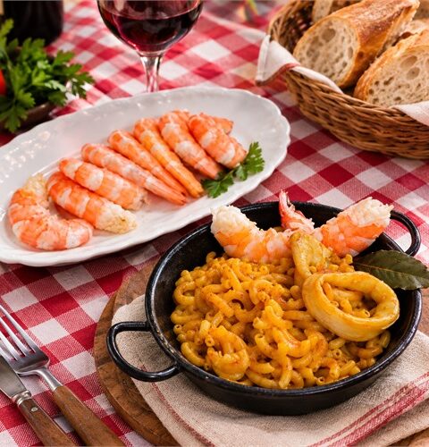 Fideuá de Calamares y Gambas en Mambo