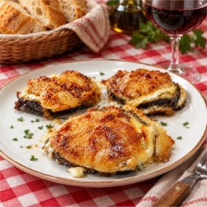 Hojaldre con Berenjena, Rulo de Cabra y Cebolla Caramelizada en Mambo