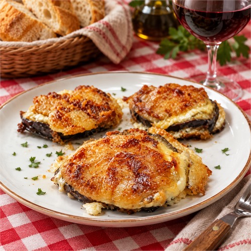 Hojaldre con Berenjena, Rulo de Cabra y Cebolla Caramelizada en Mambo
